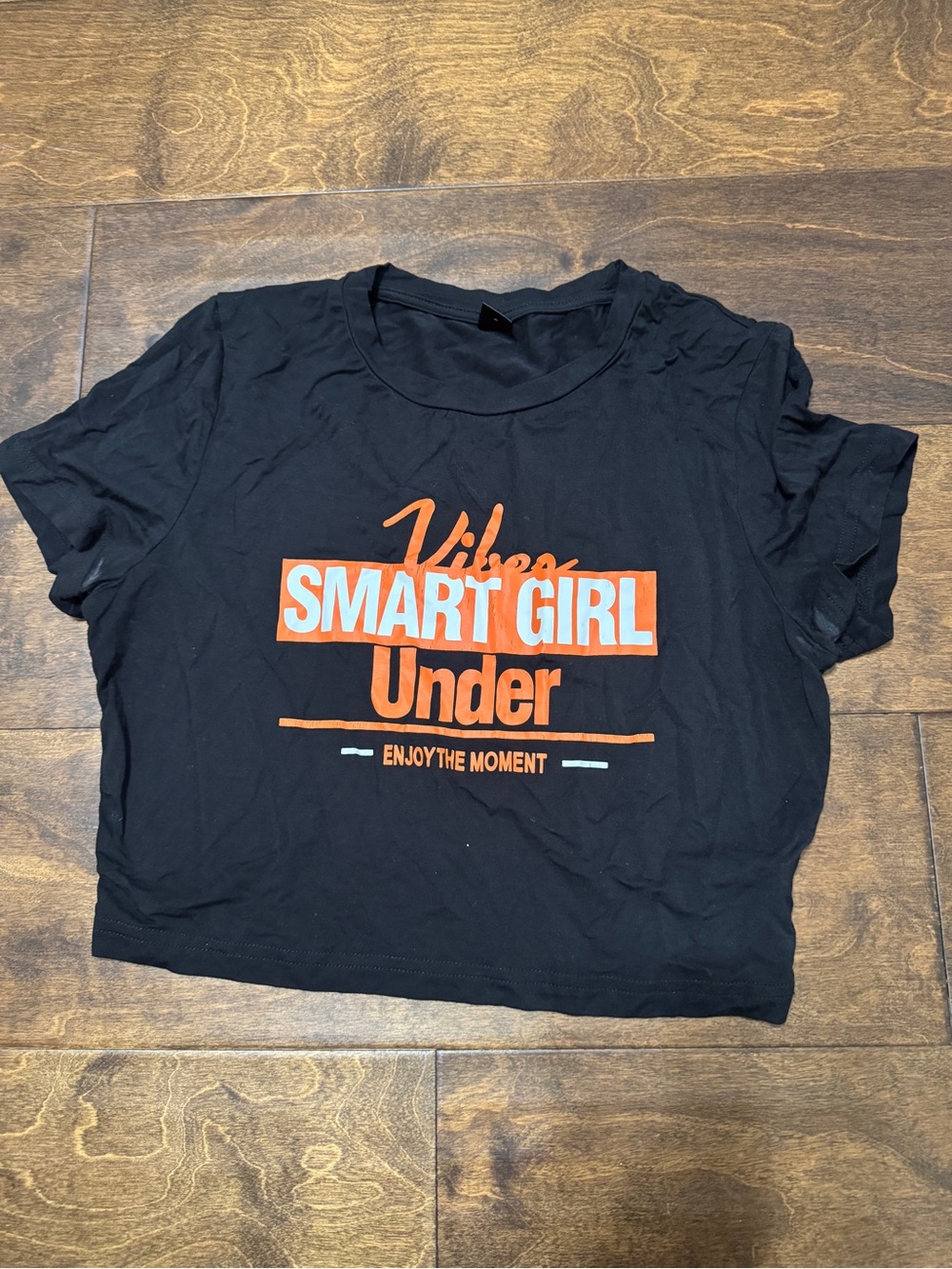 SHEIN Black Tee with Orange & White "Smart Girl" Graphic